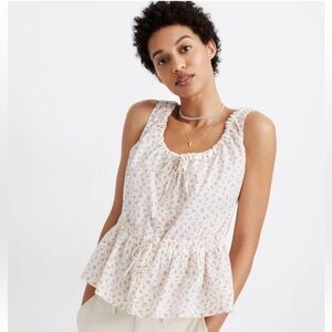 Madewell Floral Shirred Drawstring Tank Top
